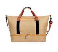 27L Travel Bag, Hand Luggage, Large, Foldable Hand Luggage Bag with Removable Wet Compartment and Adjustable Shoulder Straps, Ideal for Holiday, Travel, Fitness, Women and Men, khaki, 46 × 27 × 22 cm