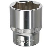 27mm Forged Steel Drive Socket - 1/2" Square Drive - Polished Chrome Vanadium