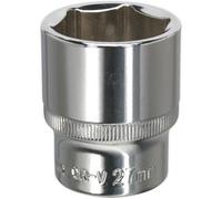 27mm Premium Forged Steel Drive Socket - 1/2 Inch Square Drive With Polished Chrome Finish