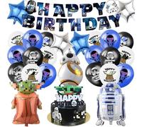 27Pcs Birthday Party Decorations,Cartoon Foil Balloon, Happy Birthday Banner Latex Balloons Cake Toppers Party Supplies for Kids Boys Girls