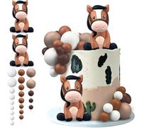27Pcs Brown Pony Cake Decorations, Pony Figurines, Baby Party Supplies, Birthday Cake Decorations for Boys & Girls, Party Gifts, Animal Theme, Weekend Parties