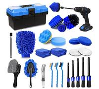 27Pcs Car Detailing Kit, Car Detailing Brush Set, Auto Detailing Drill Brush Set, Car Detailing Brushes, Car Wash Kit, Car Accessories, Car Cleaning Tools Kit for Interior, Exterior, Blue, 27PCS-Blue