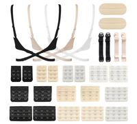 27pcs Comfortable Bra Extender Set, 3 Rows x 4 Hooks, 3 Rows x 3 Hooks, 3 Rows x 2 Hooks, Elastic Bra Strap Extender for Women, Bra Extension Strap, Beige/White/Black