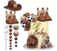 27Pcs Cowboy Cake Toppers Set, Cowboy Party Decorations with Cowboy Boots Toppers & Hat Toppers for Cakes, Western Cowgirl Cake Decorations for Birthday Shower, Halloween, Christmas, New Year