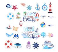27pcs Cruise Ship Door Magnets, Magnetic Door Decoration Magnetic Refrigerator Stickers Cabin Door Party Supplies