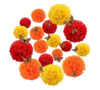 27PCS Day of The Dead Decorations Paper Flowers with 3D Butterfly Decorations, Dia de Los Muertos Theme for Diwali Indian Altar Halloween Home Decor
