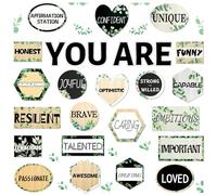 27Pcs Eucalyptus Affirmation Station Classroom Inspirational Bulletin Board Set Greenery Posters Positive Classroom Decor for Teacher School Home Affirmation Wall Decor