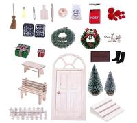 27PCS Gnome Elf Door Christmas Set, Christmas Fairy Door Secret Christmas Miniature Ornament Kits, Gnome Door Accessories Novelty Secret Santa Door Accessories For Kids Gifts (03)