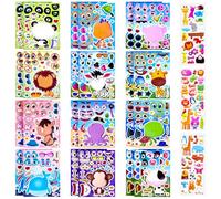 27PCS Make a face Sticker Set, 24Pcs Match Sticker Sheets, 3Pcs 3D Stickers, Animal Party Stickers, Make Your Own Animal Face Stickers, DIY Animal Crafts, Party Decorations & Classroom Activities