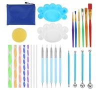 27Pcs Mandala Dotting Tools with Acrylic Paint Tray Rock Painting Kits Ball Stylus Dotting Tools Drawing Stylus Acrylic Rods Brush Art Supplies for DIY Nail Arts, Rock Stone Painting, Pottery Craft