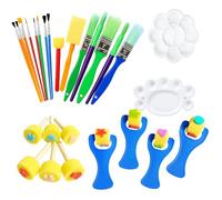27Pcs Paint Brush Set for KIDS,Kids Paint Brushes, Early Learning DIY Art Supplies with Various Brushes and Stickers, Ideal for Creative Play, School Projects and Birthday Party Activities