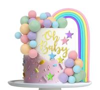 27Pcs Rainbow Cake Decorations Rainbow Diy Baking Cupcake Decorations Mini Balloon Decorations Suitable For Birthday Baby Shower Christmas Wedding Party