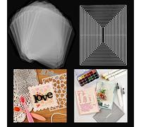 27Pcs/Set Flat Shaker Covers with Cutting Dies for Rectangle Flat Shaker Covers Cards Making Plastic Transparent Shaker Creator Acetate Sheets Arts Crafts Projects DIYScrapbooking Supplies Handmade