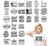 【27PCS】 SYOUACEND Black & White Humor Quote DTF Transfers Ready to Press, Social Anxiety Sarcasm Iron-On Transfers for DIY T-Shirts/Hoodies/Bags(18CM)