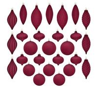 27pcs Velvet Christmas Baubles Burgundy Flocked Christmas Tree Decoration Shatterproof Balls Xmas Decorative Hanging Ornaments Velvet Tree Baubles for Wedding Party Holiday Decor