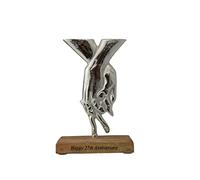 27th Anniversary Holding Hands Decoration - Free Standing Rustic Metal & Wooden Decoration (hsshands27)