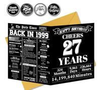 27th Birthday Card, 27th Retro Birthday Decorations for Women, Men, Her and Him, 1999 Creative Card, Unique Birthday Gift for 27 year old Daughter Son