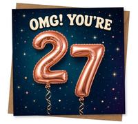 27th Birthday Card for Her, Funny Starry Balloon Design