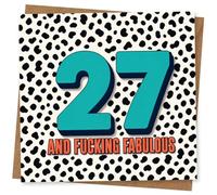 27th Birthday Card for Her or Him, Funny Bold Leopard Print Design, And F*cking Fabulous Age 27 Birthday Greeting Card