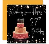 27th Birthday Card for Women Men - Stylish Elegant - Happy Birthday Cards for 27 Year Old Woman Son Daughter Brother Sister Uncle Auntie, 145mm Greeting Cards Gift