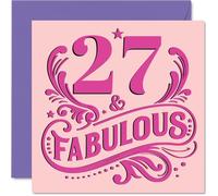 27th Birthday Cards for Women - Fabulous - Happy Birthday Card for 27 Year Old Woman Sister Neighbour Niece Cousin, 145mm Bday Greeting Cards