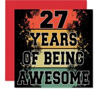 27th Birthday Cards for Women Men - Being Awesome - Happy Birthday Card for 27 Year Old Woman Man Uncle Daughter Niece Auntie, 145mm Bday Greeting Cards
