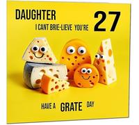 27th Daughter Birthday Card - Cheese Pun Funny Daughters Birthday Card for 27 Year old twenty seven, twenty seventh
