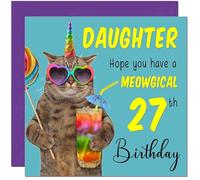 27th Daughter Birthday Card - Meowgical Cat Funny Birthday Card for 27 Year old twenty seven, twenty seventh