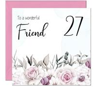 27th Friend Birthday Card Floral Elegant Best Friend Birthday Card for 27 Year old twenty seven, twenty seventh