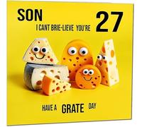 27th Son Birthday Card for Son - Cheese Pun Funny Son's Birthday Card for 27 Year old twenty seven, twenty seventh