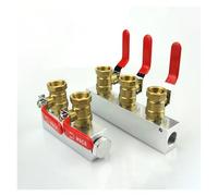 27x36mm 1/2" BSP Female 2 3 4 5 6 7 8 9 10 Ways Solid Aluminum Air Manifold Block Splitter With Ball Valve(5 Way 7 Port)