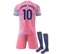 (28(150-160CM)) 25/26 Away Pink Activewear Print 10 Lamine Yamal Football Fans Training Shirt Set For Kids And Adult