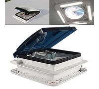 28 * 28cm Caravan Roof Vent Fan with LED Light,30W Van Motorhome Skylight Vent, 1800RMP Air Vent Ventilation with 10 blades, Waterproof and soundproof, Reverse fan for RV Motorhome, Caravan, Camper.