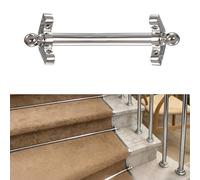 28 32 36 40 44 46 48 50 Inch Stair Carpet Runner Tension Rods,Silver Stair Treads Rod Set,Includes Round Finials Tubular Brackets,Easy Install To Secure Stair Carpet(10 pcs,122cm(48in))