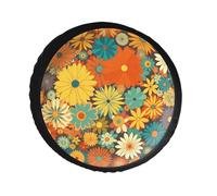 28-34 Inch Flower Pattern Tire Cover Replacement Waterproof Leather Wheel Cover for Trailer Jeep RV SUV
