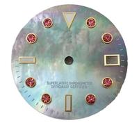 28.5mm White Red Blue Diamond Watch Dial Suitable for NH35/36/4R Automatic Movement Green lume Man Mod Parts nh35 case(19 Gold)