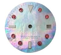 28.5mm White Red Blue Diamond Watch Dial Suitable for NH35/36/4R Automatic Movement Green lume Man Mod Parts nh35 case(18 Silver)