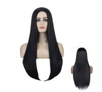 28" 70cm Long Black Wigs for Women Long Straight Synthetic Black Wigs for Halloween, Party, Cosplay, Anime, Carnival Fancy Dress Accessories
