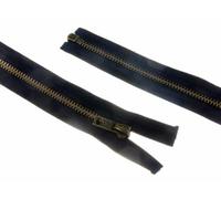 28" 71cm Antique Brass Metal Open End Zips Navy Blue - per Single Zip