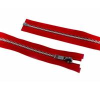 28" 71cm YKK Silver Metal Open End Zips Red - per Single Zip