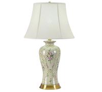 28" American Porcelain Floor Lamp Flower and Bird Hand-Painted Ceramic Table Lamp Bedside Lamp Chinese Modern Bedroom Study Hotel Villa Bedside Lamp with Fabric Lampshade