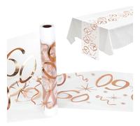 28 cm x 10 m Table Runner Rose Gold for 60th Birthday Woman Man Tulle Hot Stamped Table Decoration Birthday Decoration Table Runner for 60th Anniversary Celebrations and Party Events
