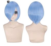 28 Colors 30cm Short Costume Party Cosplay Wig Black White Purple Blue Yellow Heat-resistant Fiber Universal Wigs Bangs Peluca 12