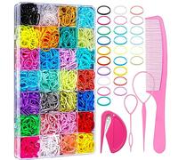 28 Colors Elastic Hair Bands Coloured, 1500 Pcs Small Hair Bands with Tail Hair Tool Hair Comb Hair Elastics Cutter, Mini Rubber Hair Ties for Baby Girls Women