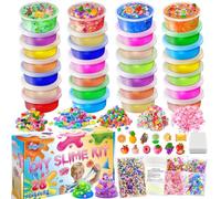 28 Cups DIY Slime Kit, Slime Kit for Girls, Glow in The Dark Clear Slime