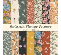 28 Floral Scrapbook Paper, 12"X12" Inch Vintage Flower Botanic Scrapbooking Papers for DIY Card Making Photo Album Journal Decor (Botanic 1)