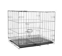 28" Folding Metal Dog Cage, Double-Door Metal Dog Crate with Removable Tray, Secure Locking Latches & Rust-Resistant Coating, Portable Carrier for Small Breeds
