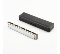 28-hole wide-range polyphonic C harmonica for adult beginners to learn to play wind instruments(Silver)