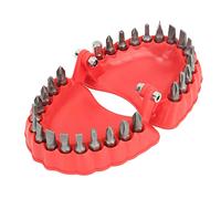 28 Holes Denture Drill Bit Holder, 3D Sculpture Metal Plastic Drill Bit Organizer, Desktop Decor Denture Screwdriver Organizer with Easy Access for Screwdriver Bits (With Bits)