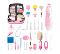 28 in 1 Baby Health Care and Grooming Kit, Electric Nail Clipper Kit with Colic Gas, Nasal Passer, Nail Clippers for Newborns, Girls and Boys (Pink)